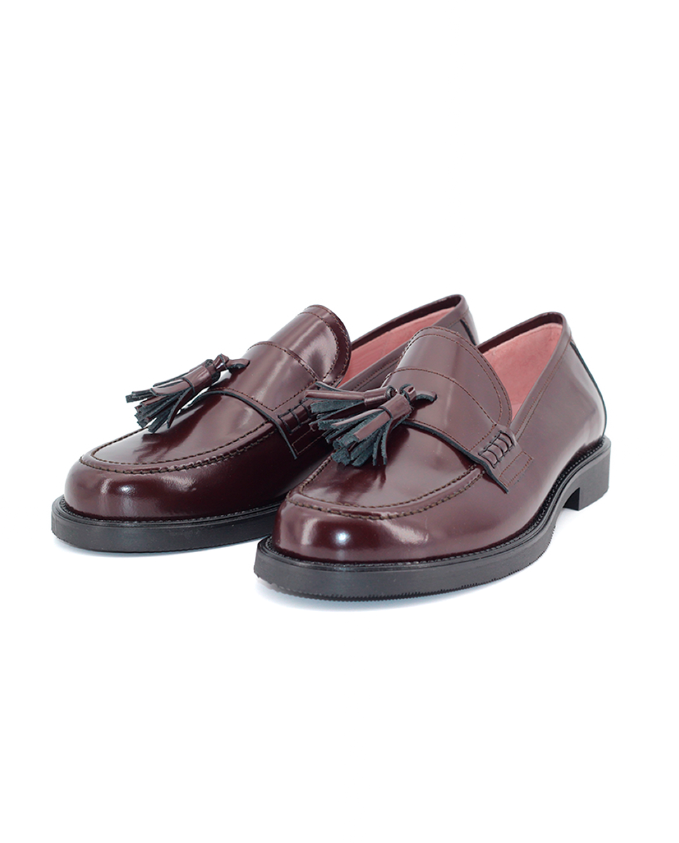 Mocasines Castellano® de piel para mujer - Modelo Columbia color burdeos