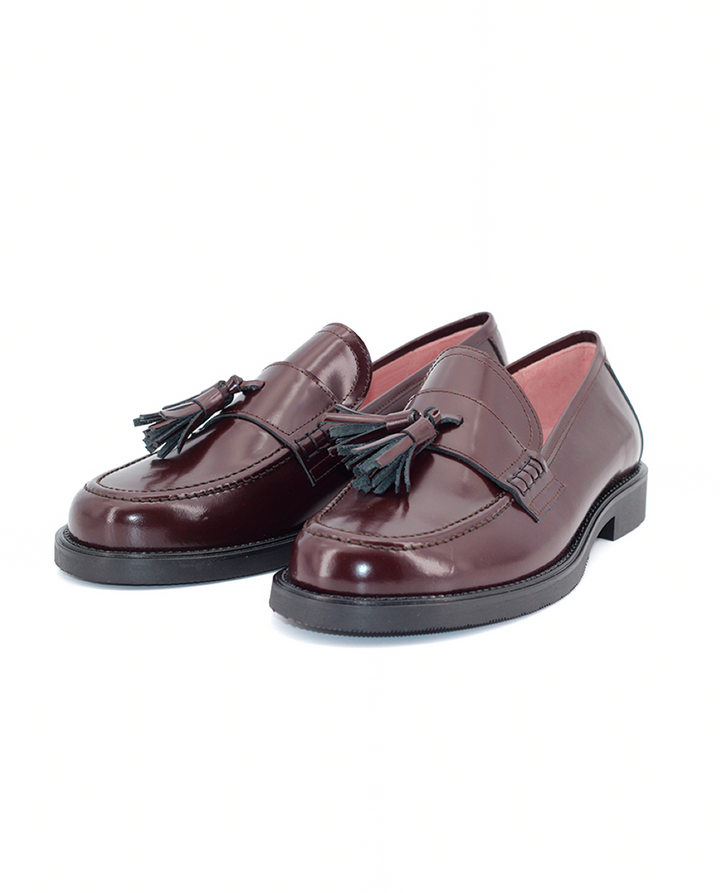 Mocasines Castellano® de piel para mujer - Modelo Columbia color burdeos