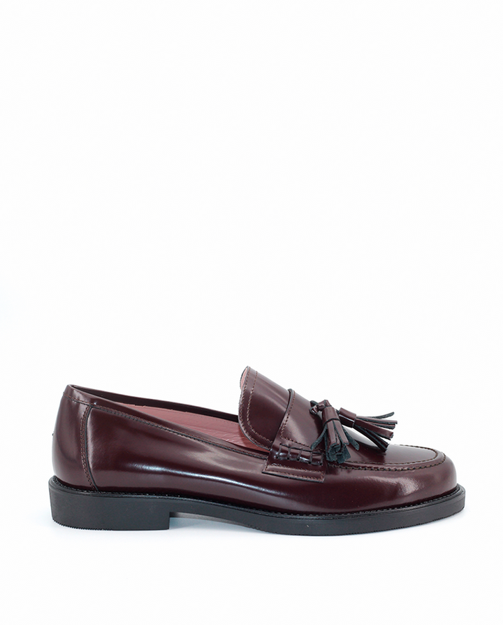 Mocasines Castellano® de piel para mujer - Modelo Columbia color burdeos