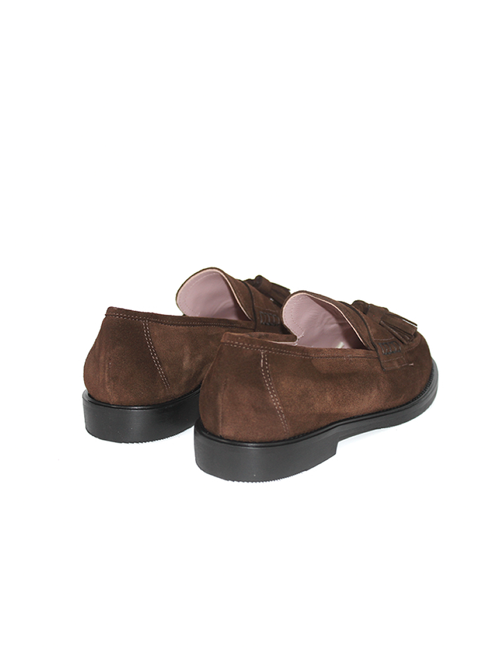 Mocasines Castellano® de ante para mujer con borlas  - Modelo Columbia color marrón oscuro