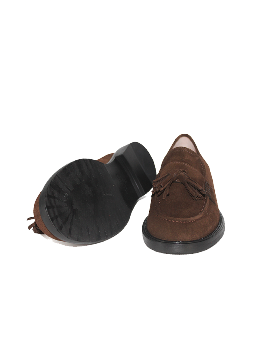 Mocasines Castellano® de ante para mujer con borlas  - Modelo Columbia color marrón oscuro