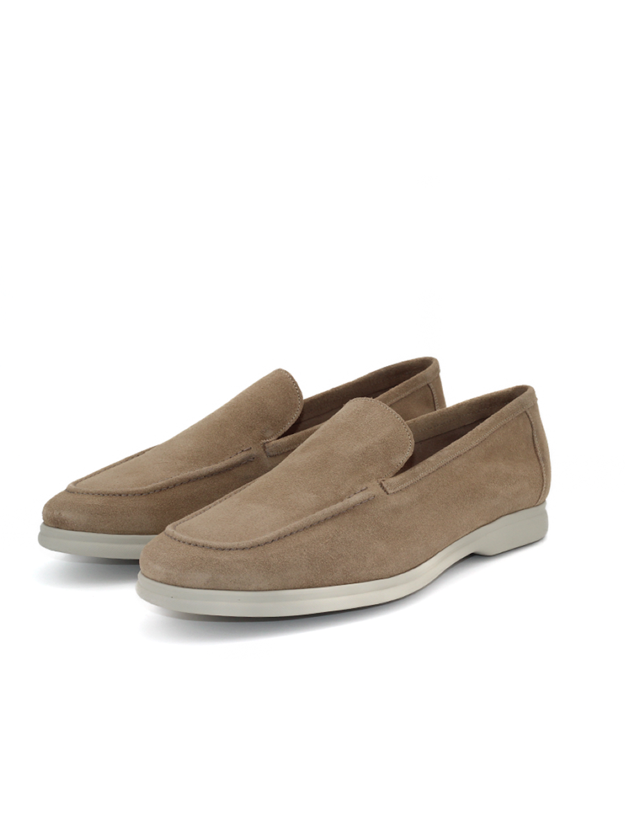 Mocasines de hombre modelo Cuba en piel serraje color taupe
