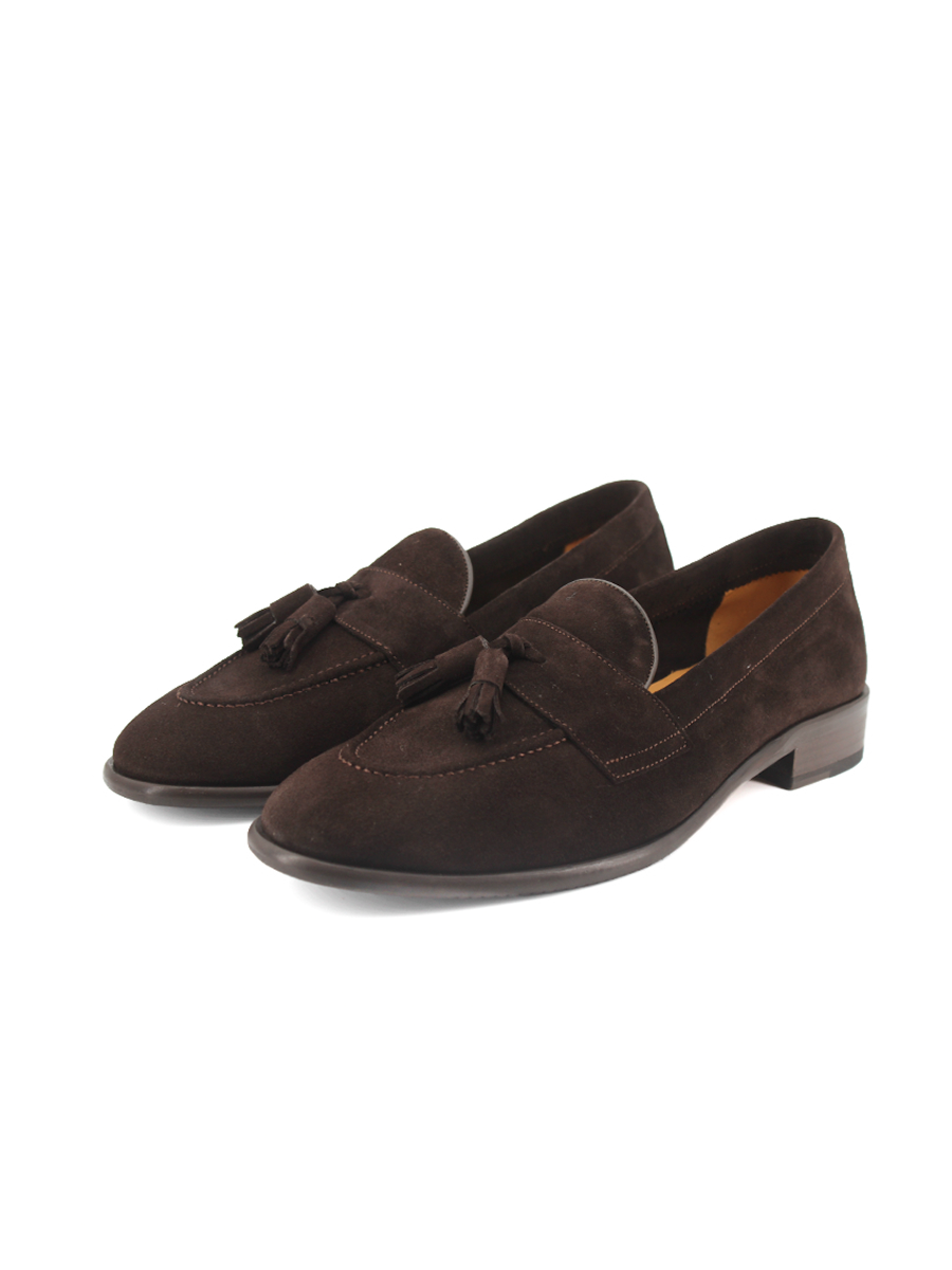 Mocasines Castellano® de ante para hombre con borlas – Modelo Daga color cafe
