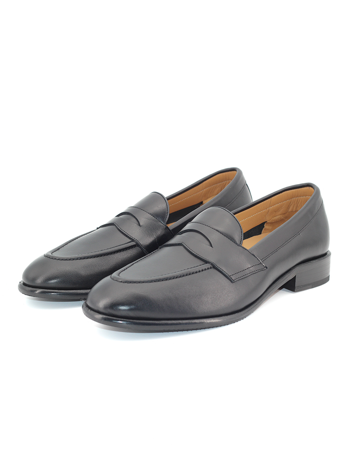Mocasines Castellano® de piel oxford para hombre con antifaz – Modelo Flecha color negro