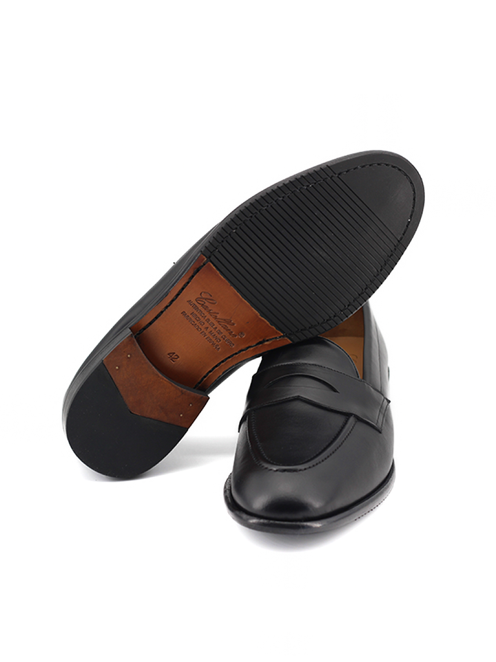 Mocasines Castellano® de piel oxford para hombre con antifaz – Modelo Flecha color negro