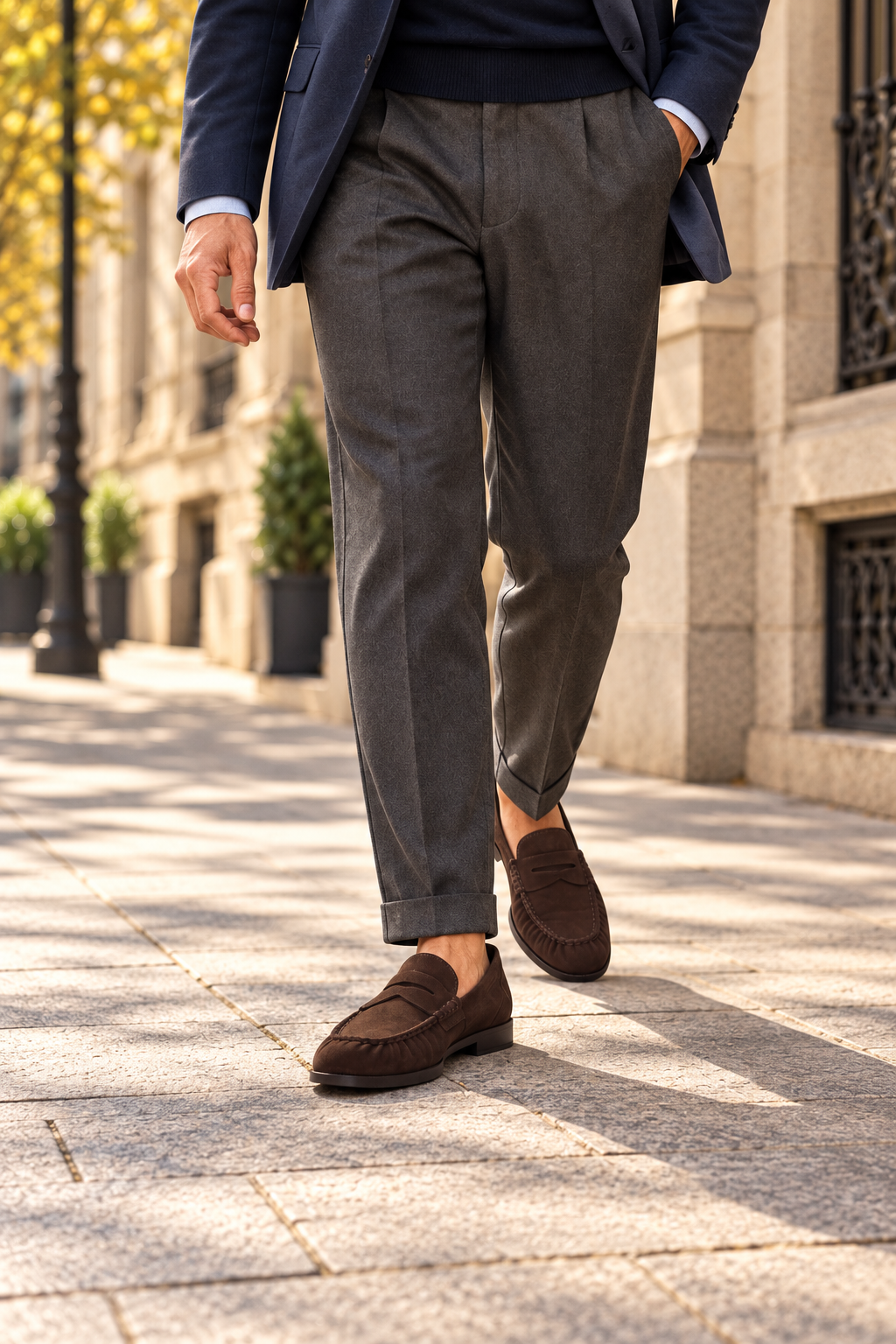 Mocasines Castellano® de piel ante para hombre con antifaz – Modelo Fuyuki color marrón