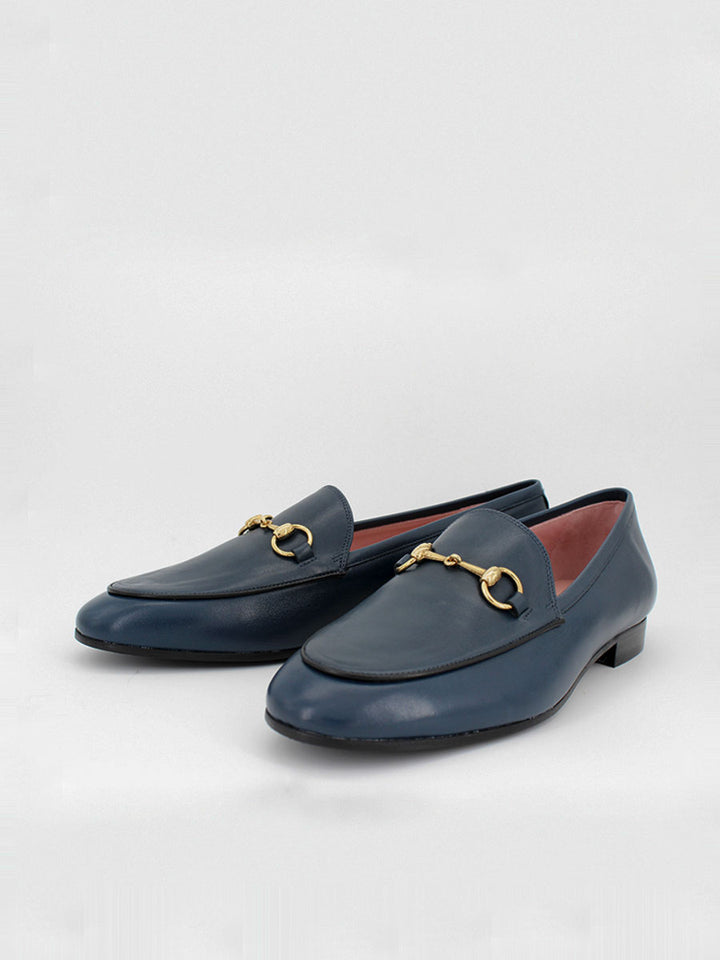 Genoa coy leather moccasins in petrol blue color