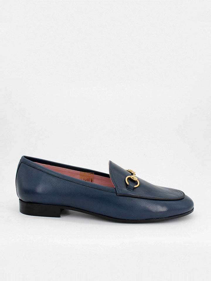 Genoa coy leather moccasins in petrol blue color