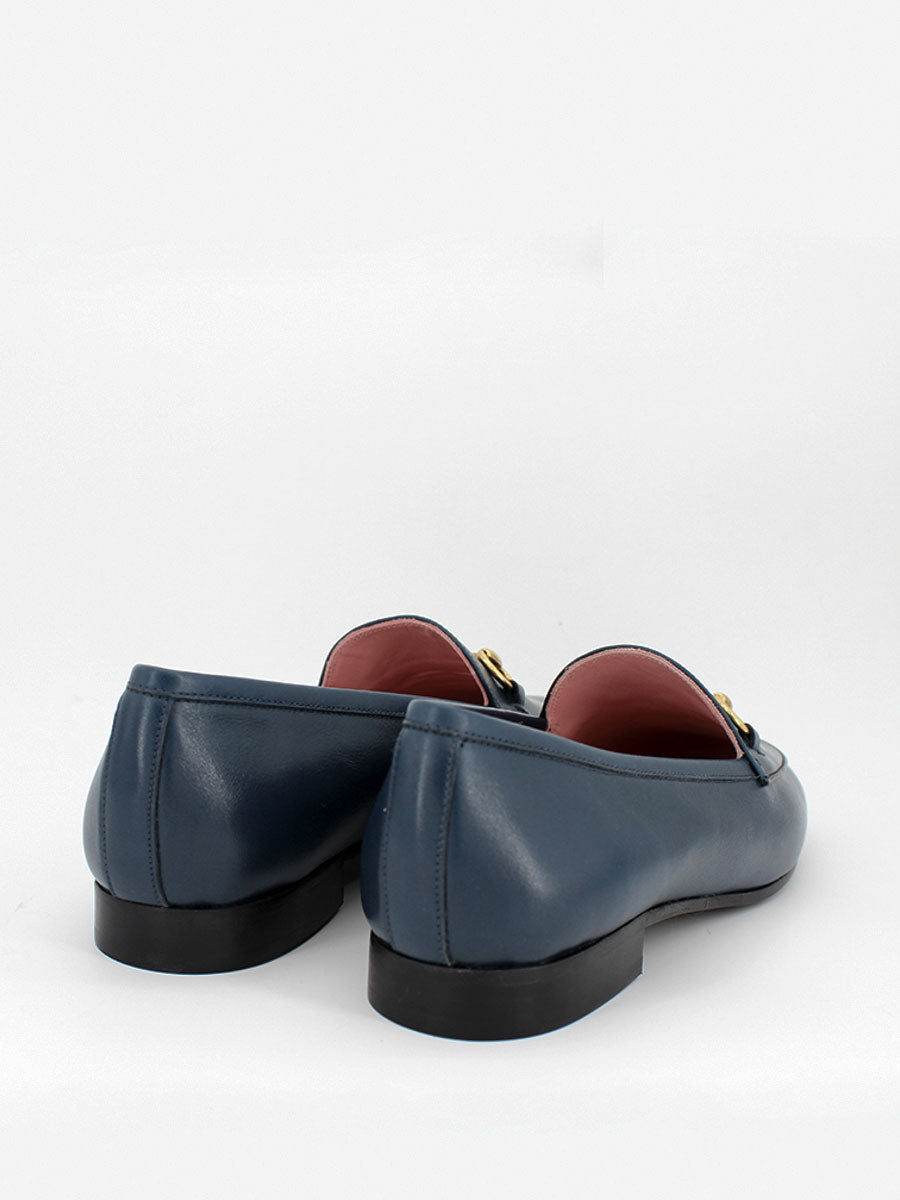 Mocasines Génova piel coy color azul petroleo