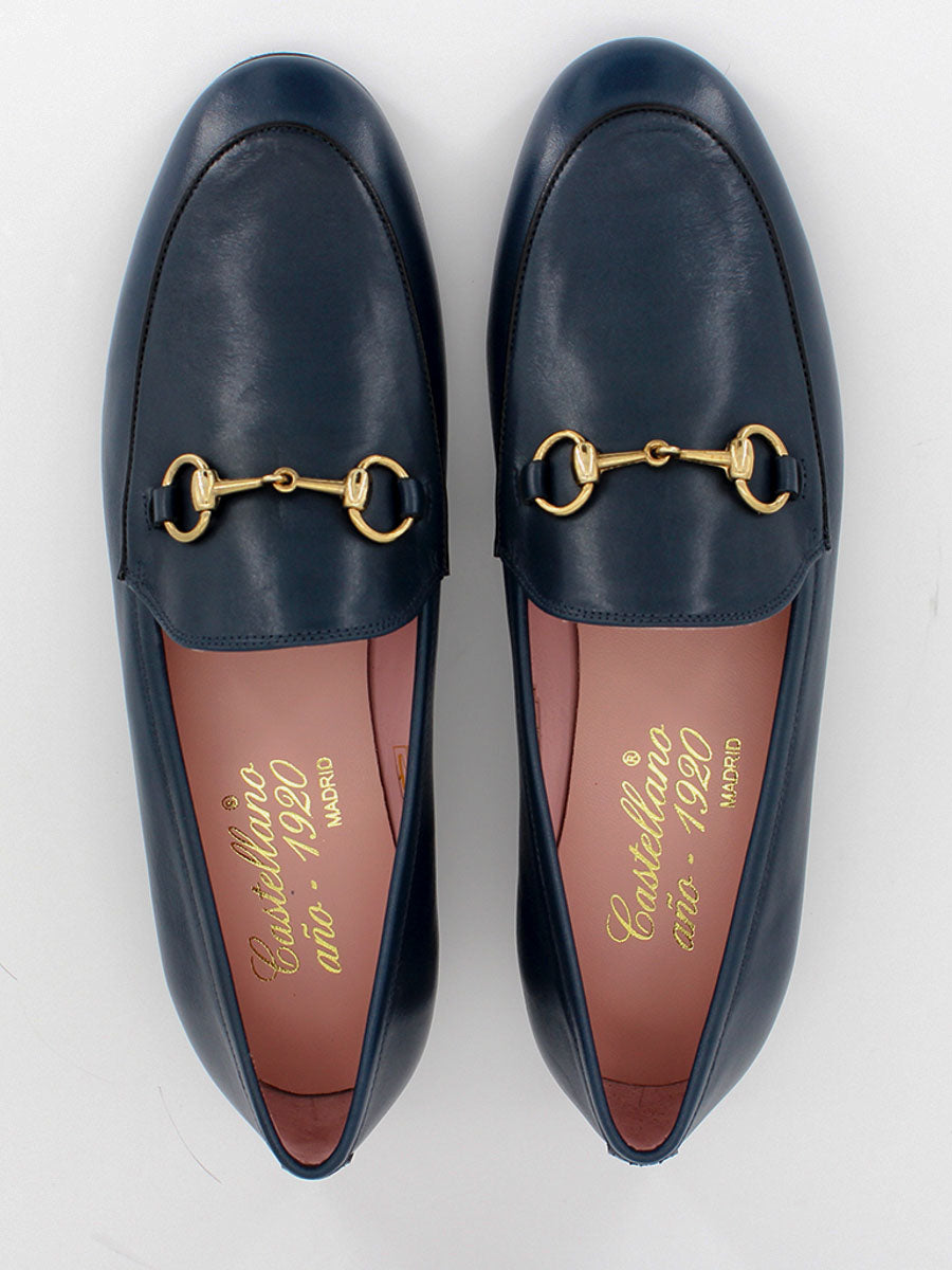 Mocasines Génova piel coy color azul petroleo