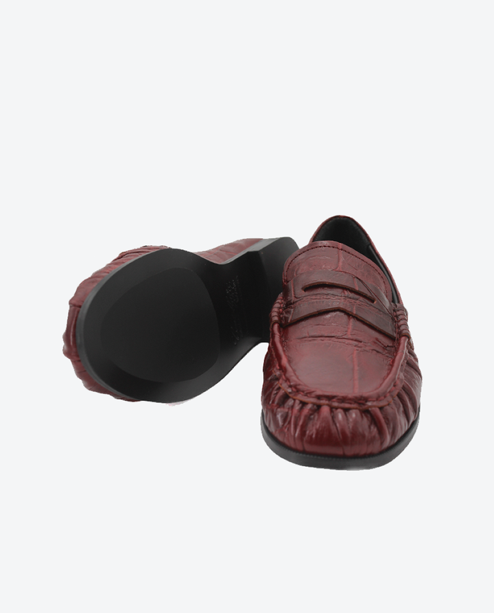 Mocasín Hana mujer en piel efeccto cocco color burdeos