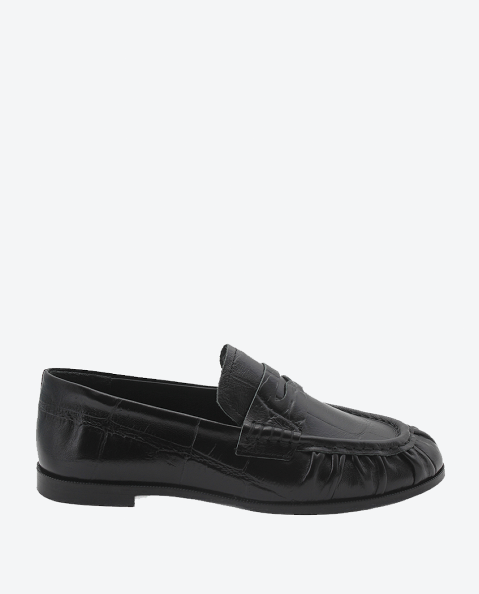 Mocasín Hana mujer en piel efeccto cocco color negro