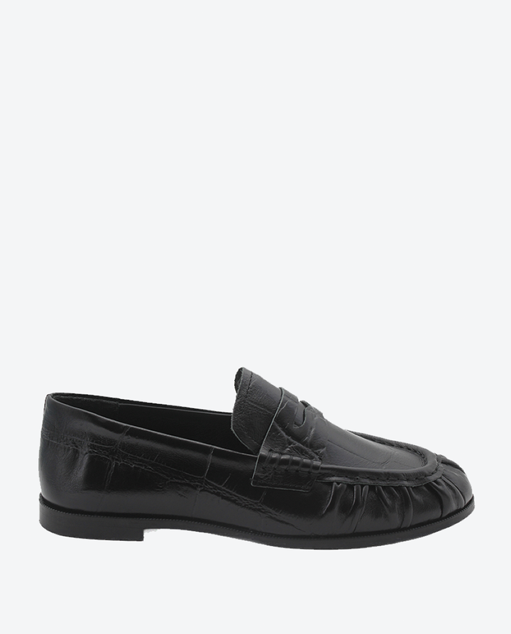 Mocasín Hana mujer en piel efeccto cocco color negro