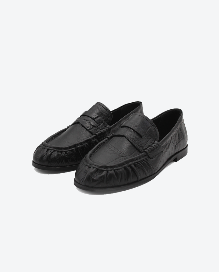 Mocasín Hana mujer en piel efeccto cocco color negro