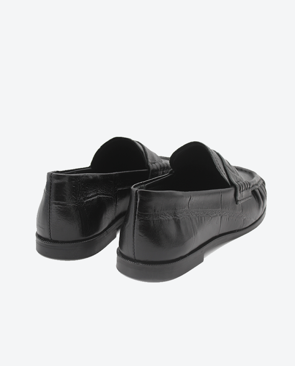 Mocasín Hana mujer en piel efeccto cocco color negro