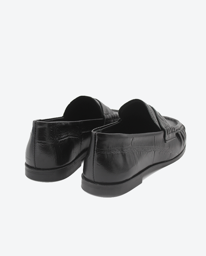 Mocasín Hana mujer en piel efeccto cocco color negro