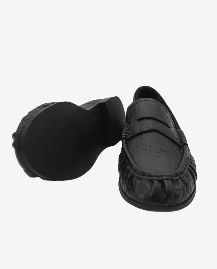 Mocasín Hana mujer en piel efeccto cocco color negro