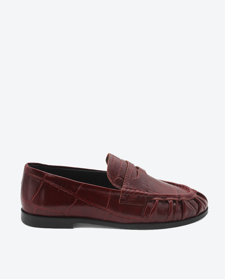 Mocasín Hana mujer en piel efeccto cocco color burdeos