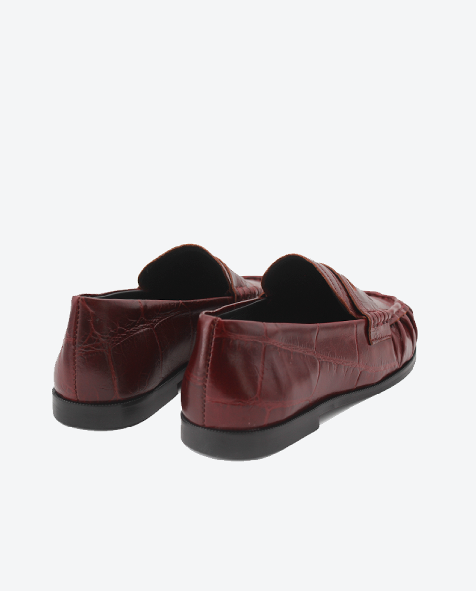 Mocasín Hana mujer en piel efeccto cocco color burdeos