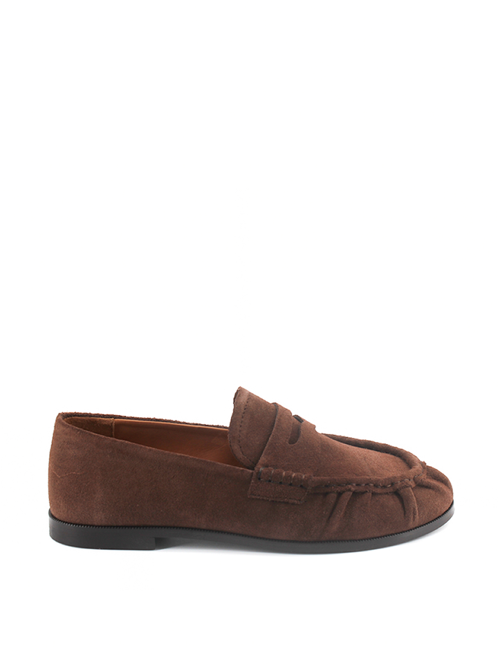 Mocasín Hana mujer en piel serraje color marrón – Hecho en España | Castellano® 1920 Madrid