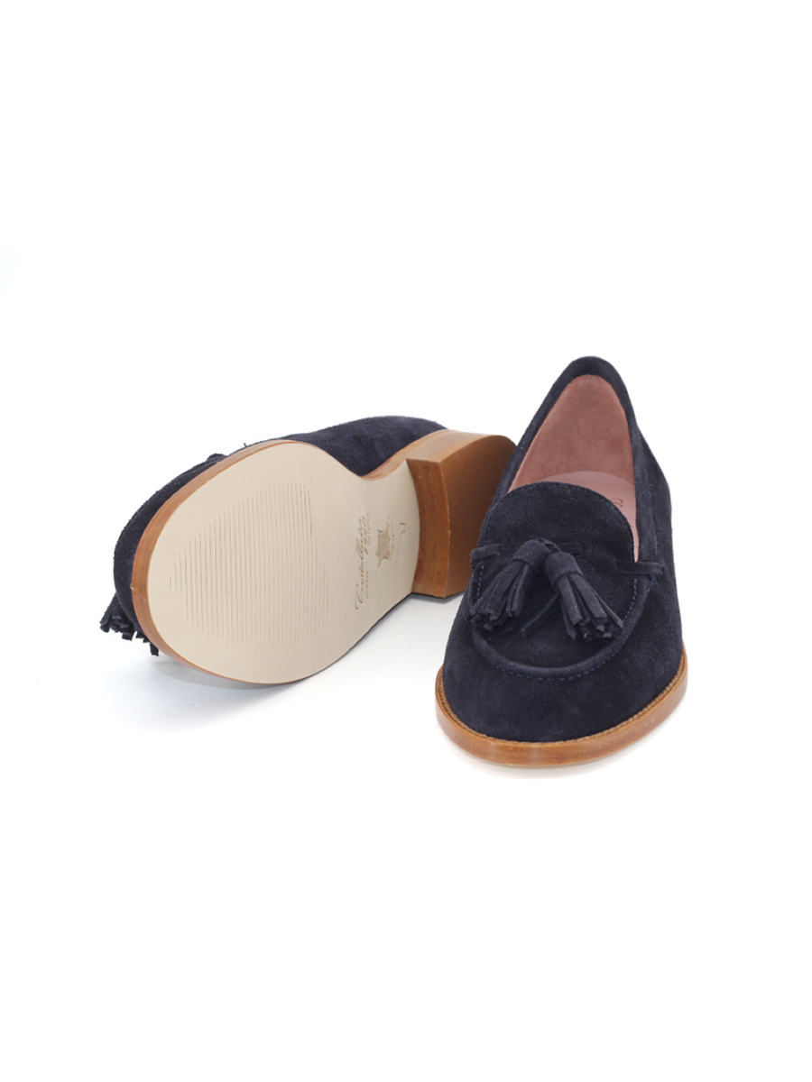 Mocasín Ibiza mujer en ante marino con borlas – Castellano® 1920 Madrid