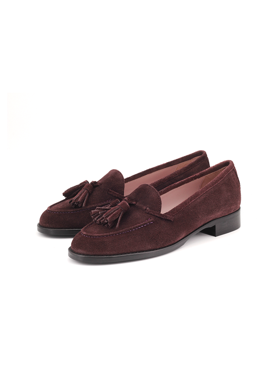 Mocasines Castellano®  de ante para mujer - Modelo Ibiza color burdeos