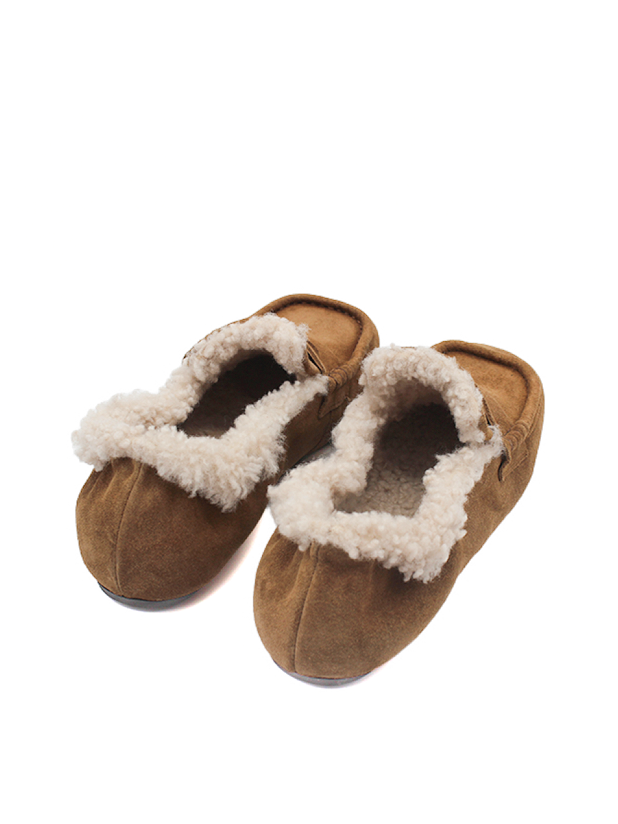 Mocasín de mujer Castellano® - Jia en serraje color camel con forro borreguito