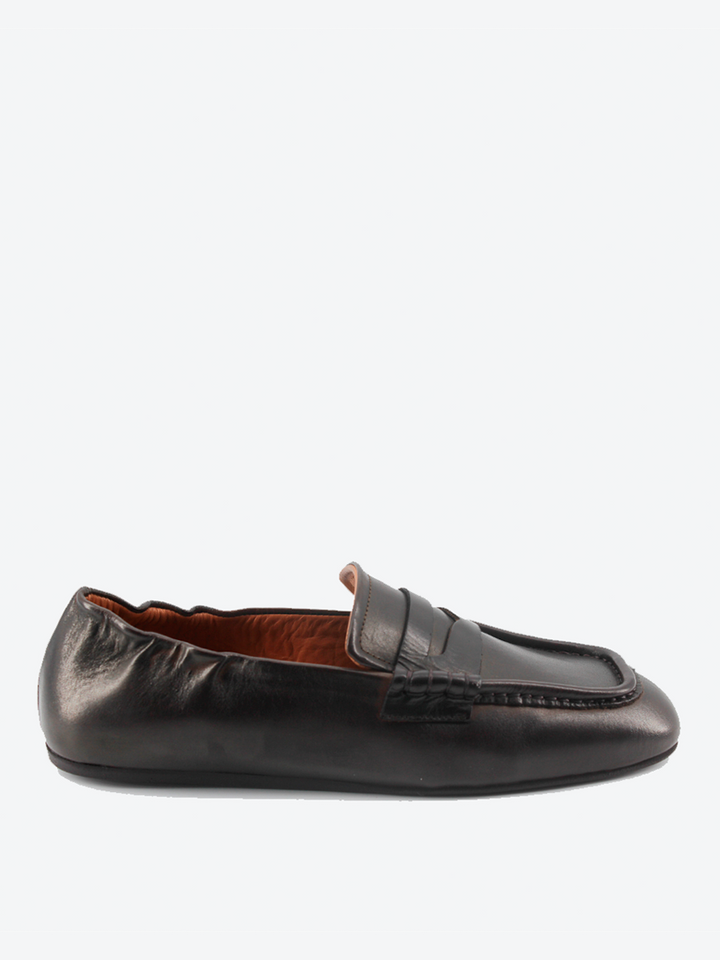 Mocasines Castellano® de piel para mujer con antifaz – Modelo Joon color marrón