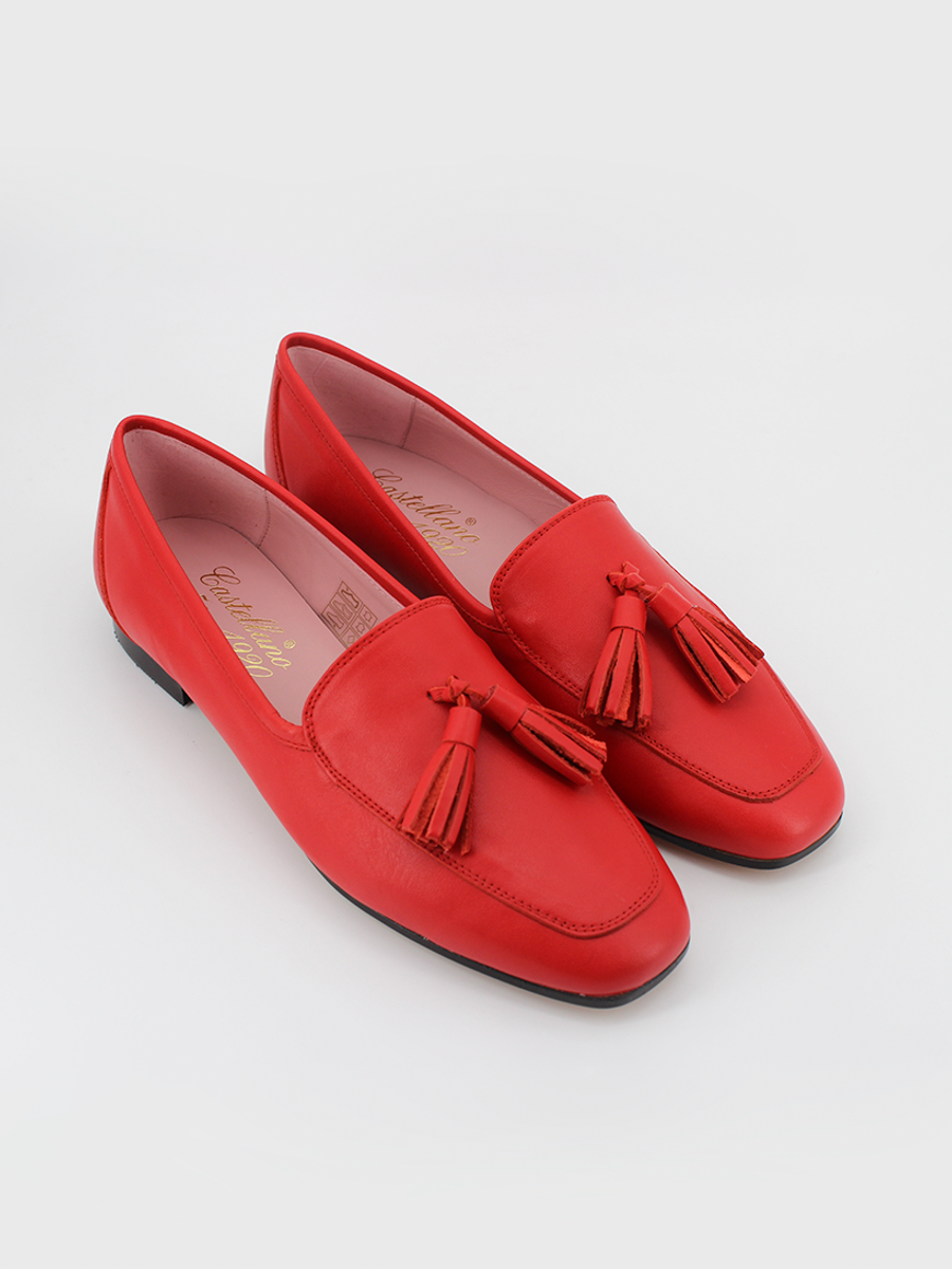 Lago women's red leather loafers 