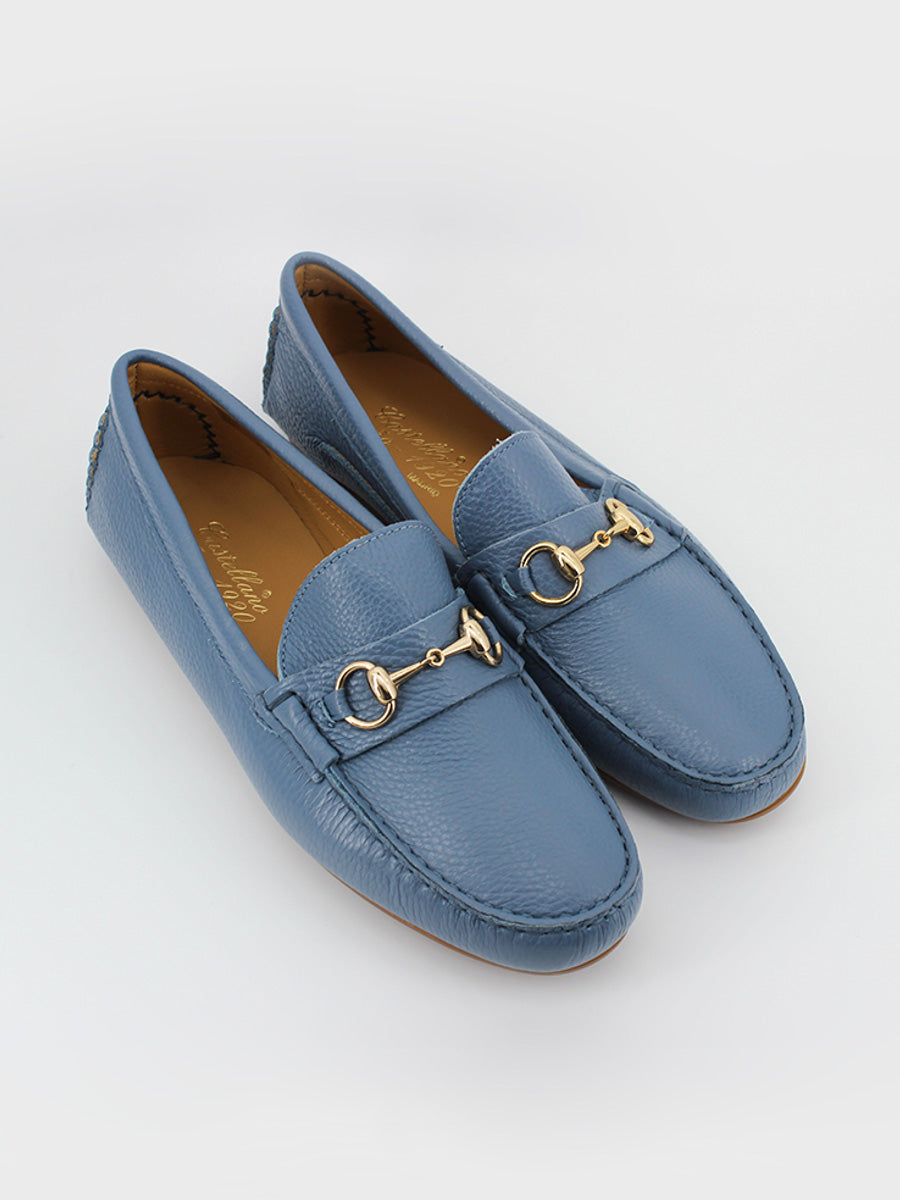 Mocasines driver de hombre Leonardo en piel color jeans