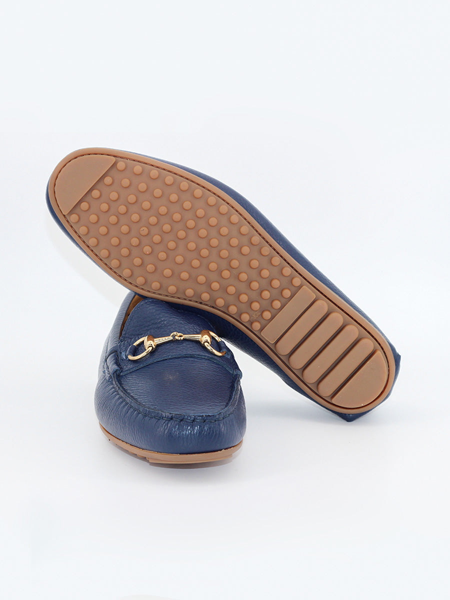 Mocasines driver de hombre Leonardo en piel color azul