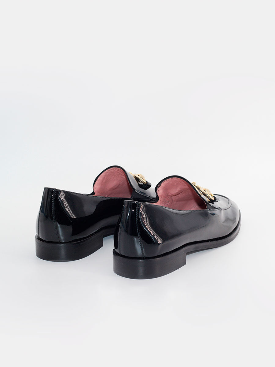 Messina loafers with fringes in black patent leather