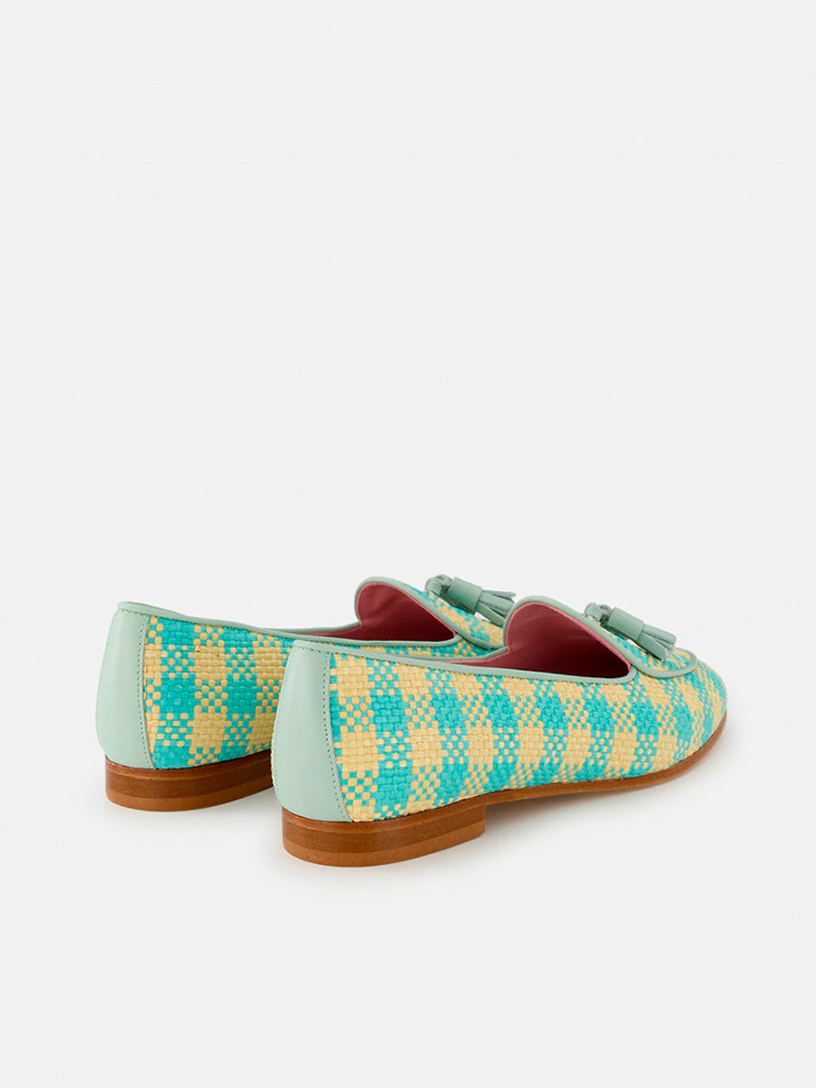 Mocasines de mujer Nervi rafia estampada con adorno de borlas
