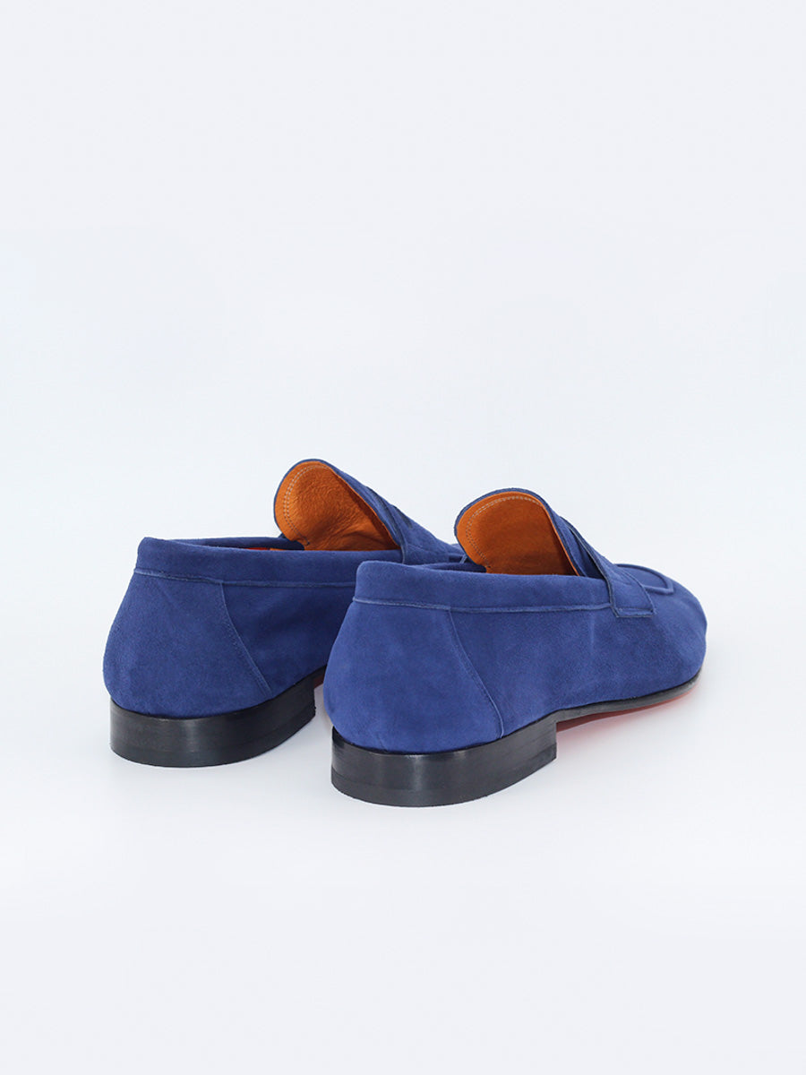 Mocasines con antifaz de hombre Panama en piel ante color azul marino