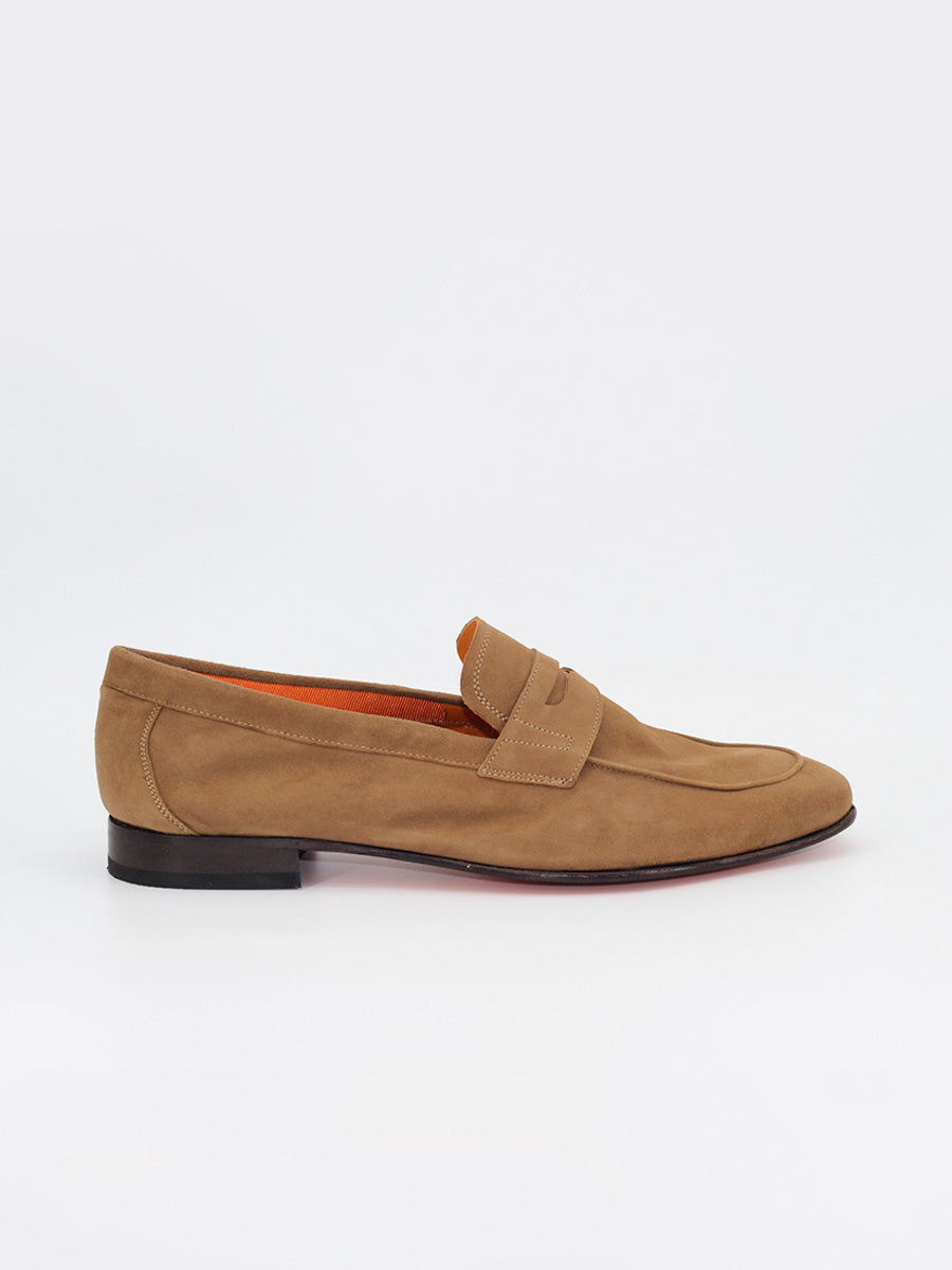 Panama men's loafers with mask in tan suede leather
