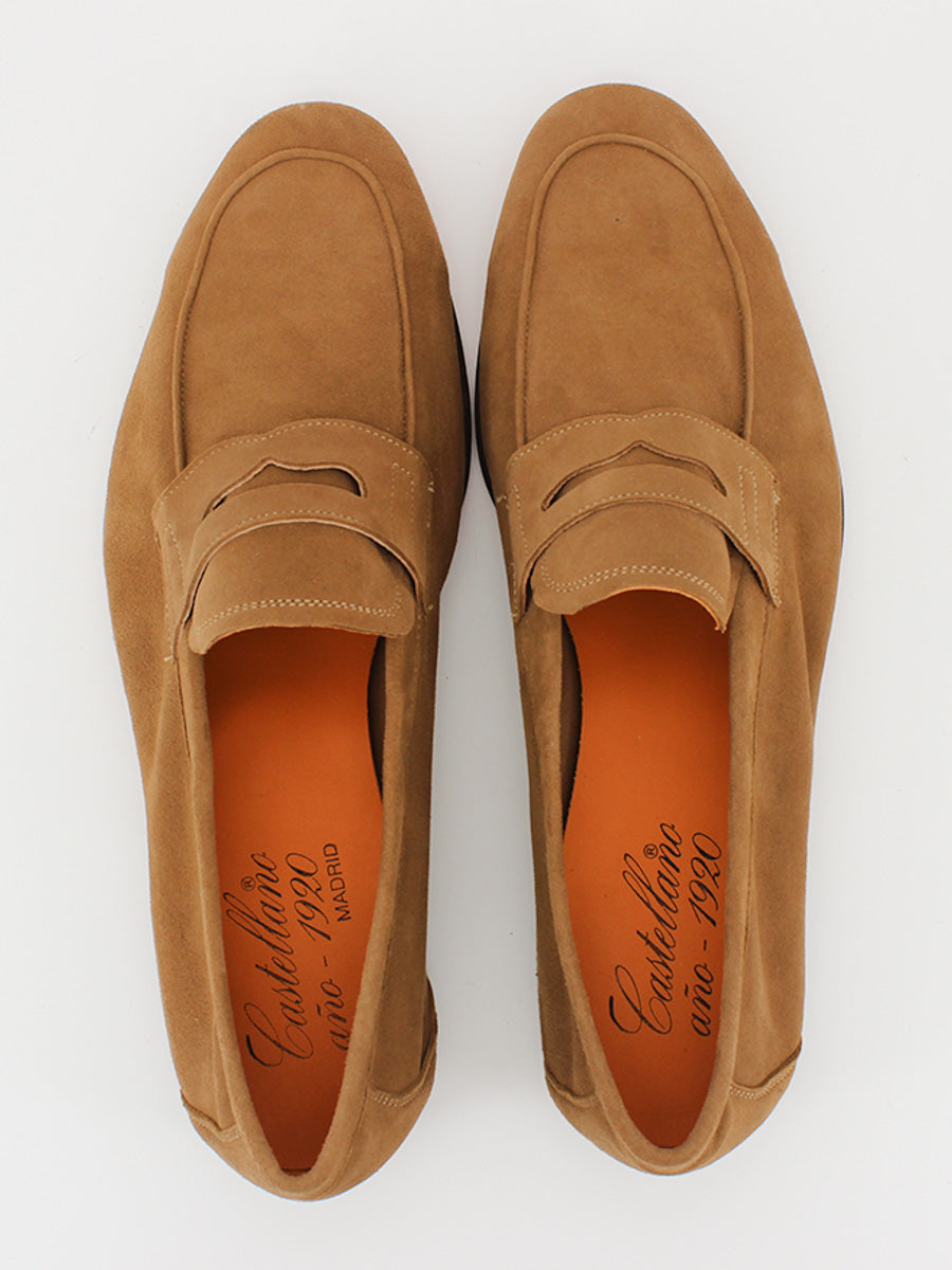 Panama men's loafers with mask in tan suede leather