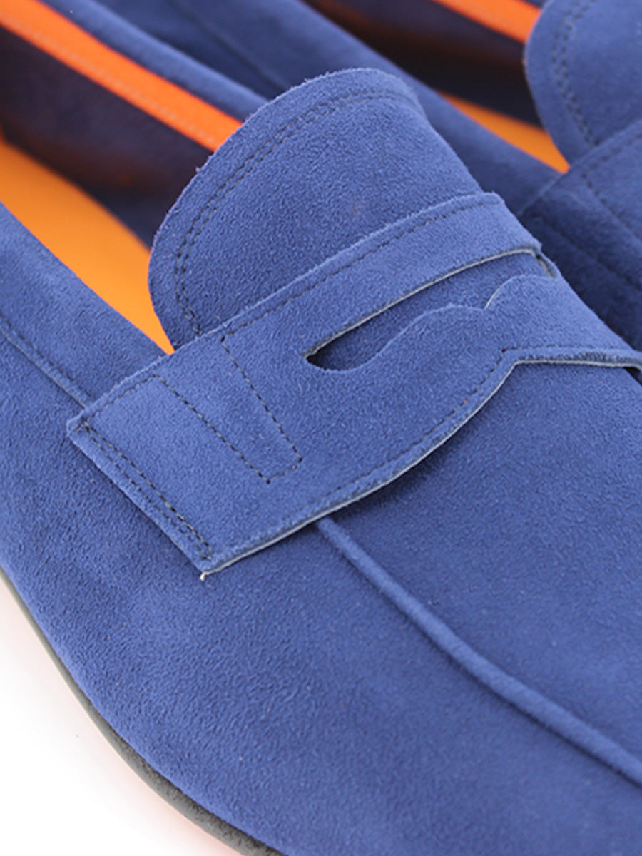 Mocasines con antifaz de hombre Panama en piel ante color azul marino