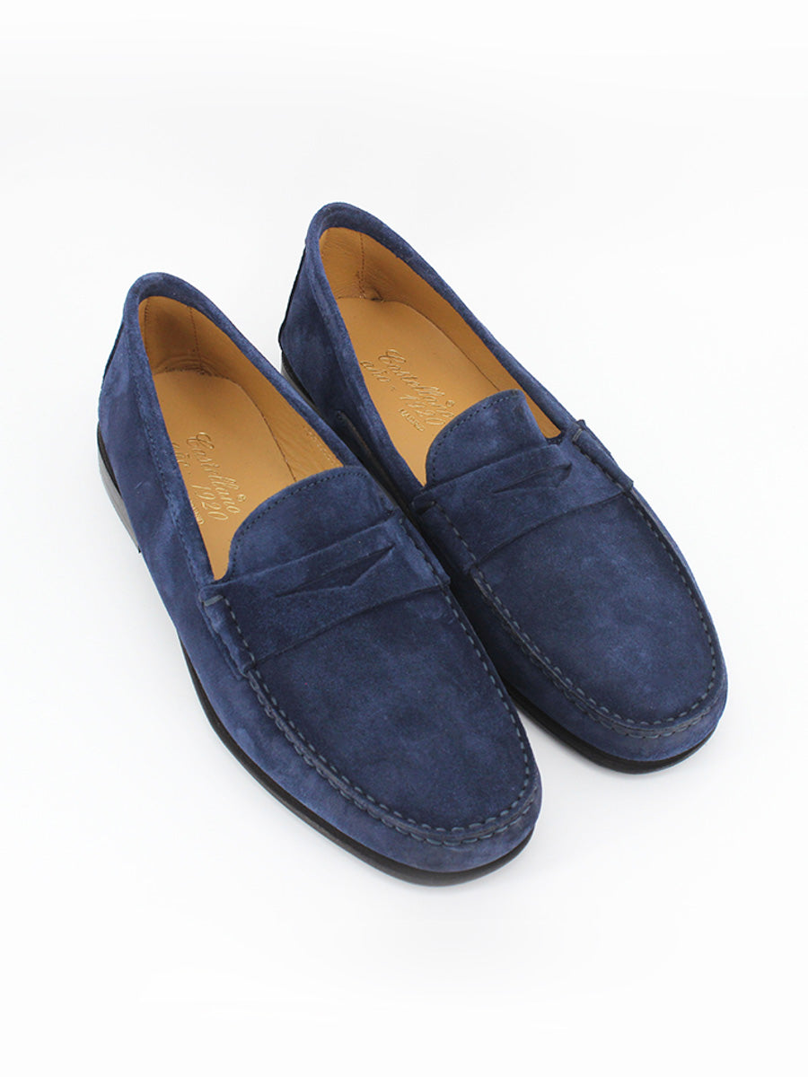 Mocasines de hombre Paolo en ante color azul – Castellano®