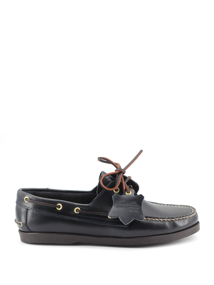 Náutico hombre en piel  ciclón color marino | Modelo Puerto – Castellano®