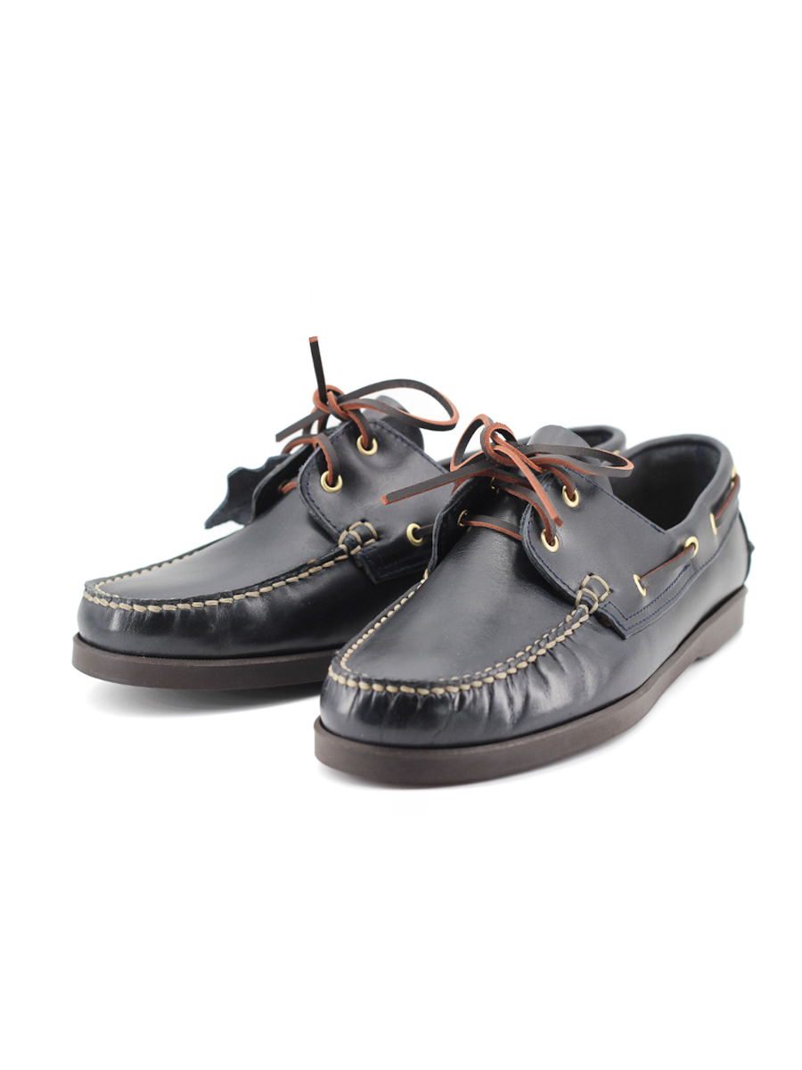 Náutico hombre en piel  ciclón color marino | Modelo Puerto – Castellano®