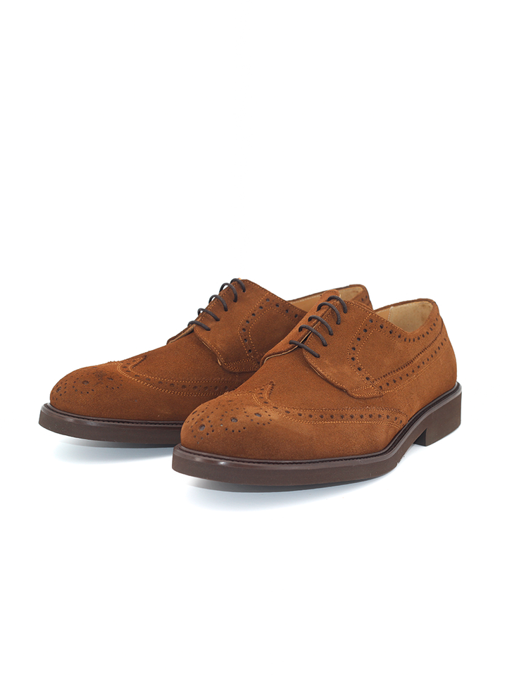 Zapatos blucher Robert pala vega de piel ante color coñac