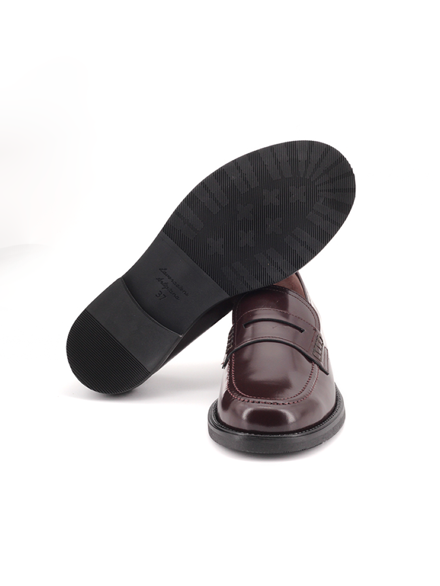 Mocasines Castellano® de piel para mujer - Modelo Stanford color burdeos