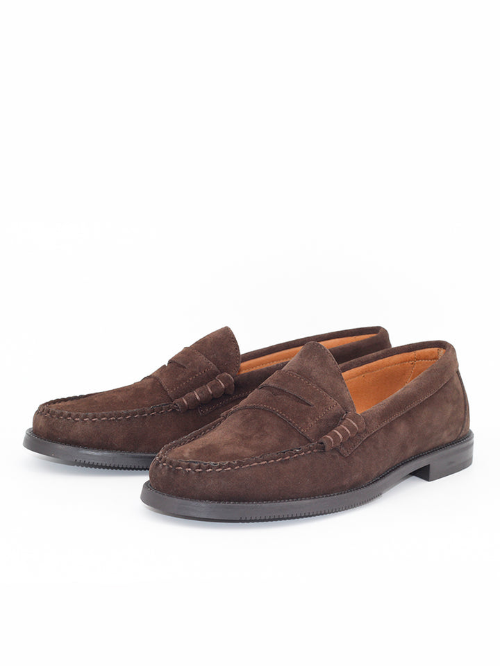 100 years espresso suede leather loafers
