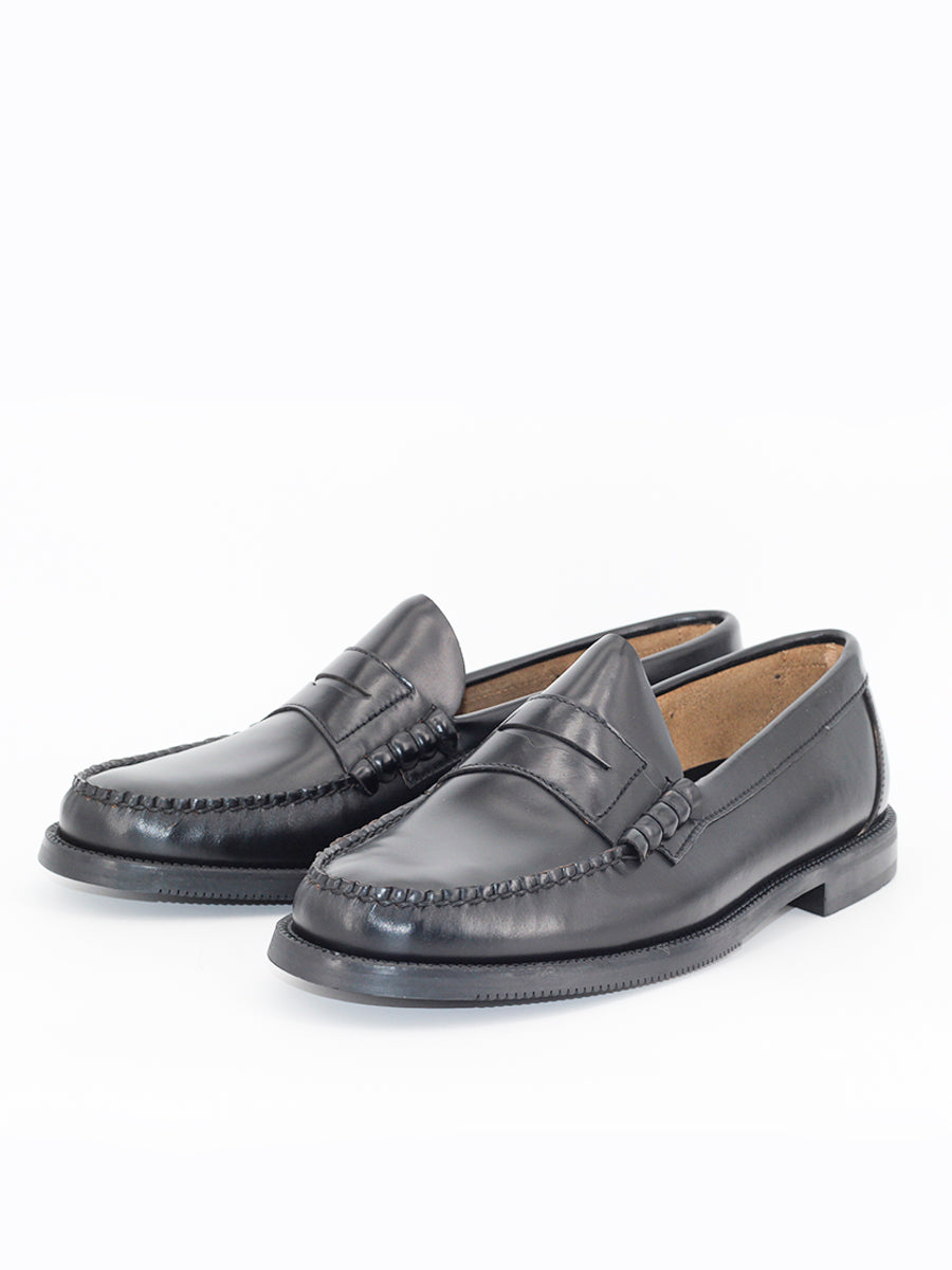 100 years black calf leather loafers 