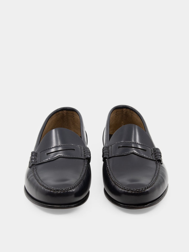 2200 navy calf leather loafers
