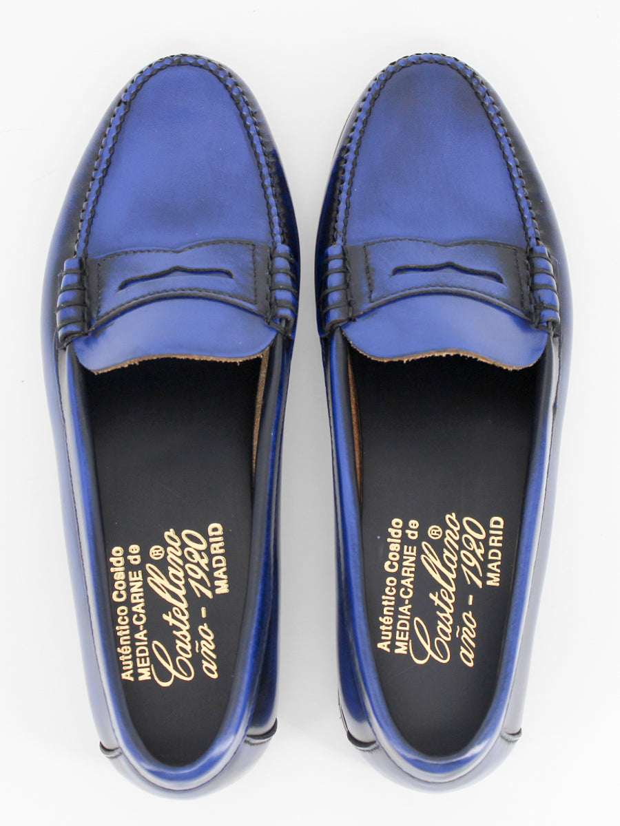 Castellano Spanish Moccasins 2200p Moccasins In Blue Antik Leather
