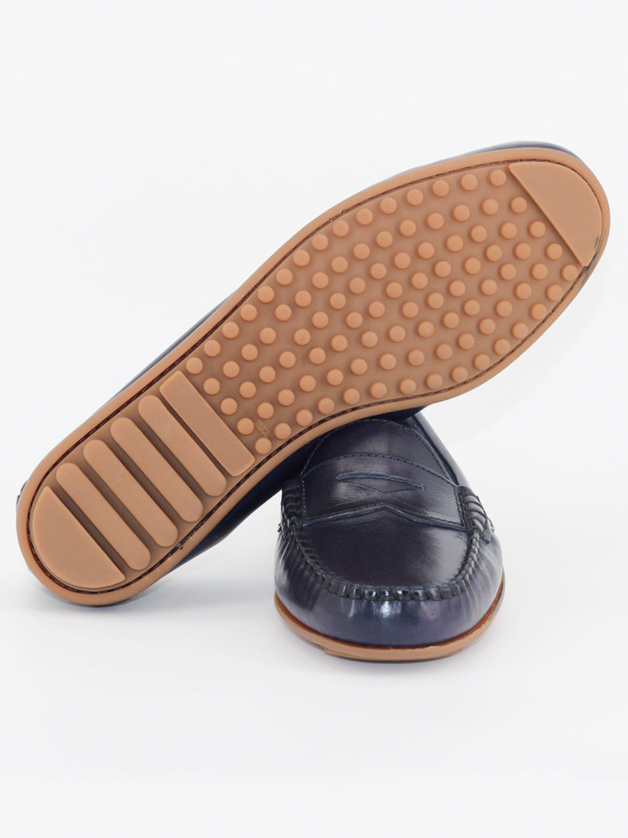 Mocasines 24 piel bufalo color azul