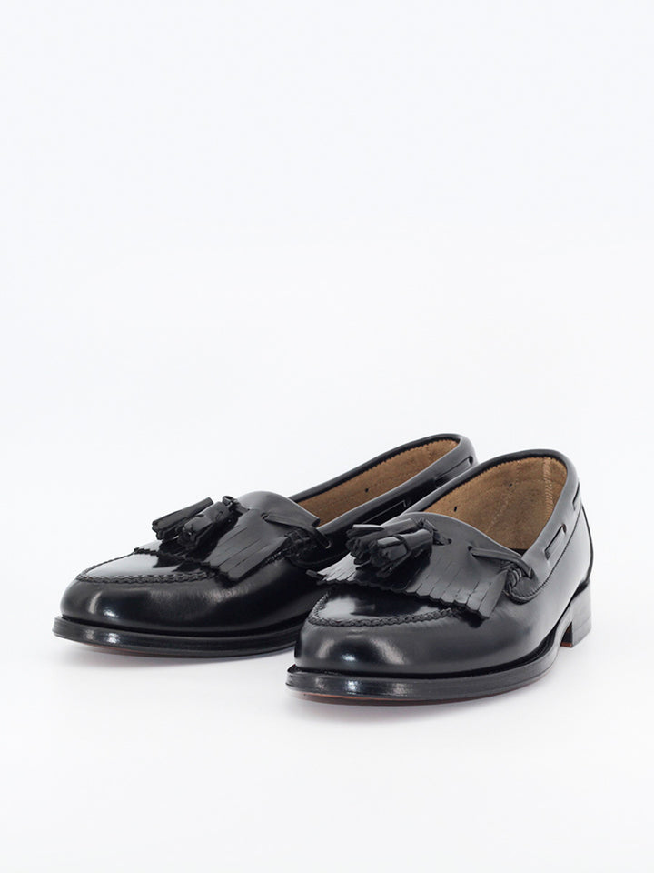 Men's loafers 5545 black leather with fringes and tassels