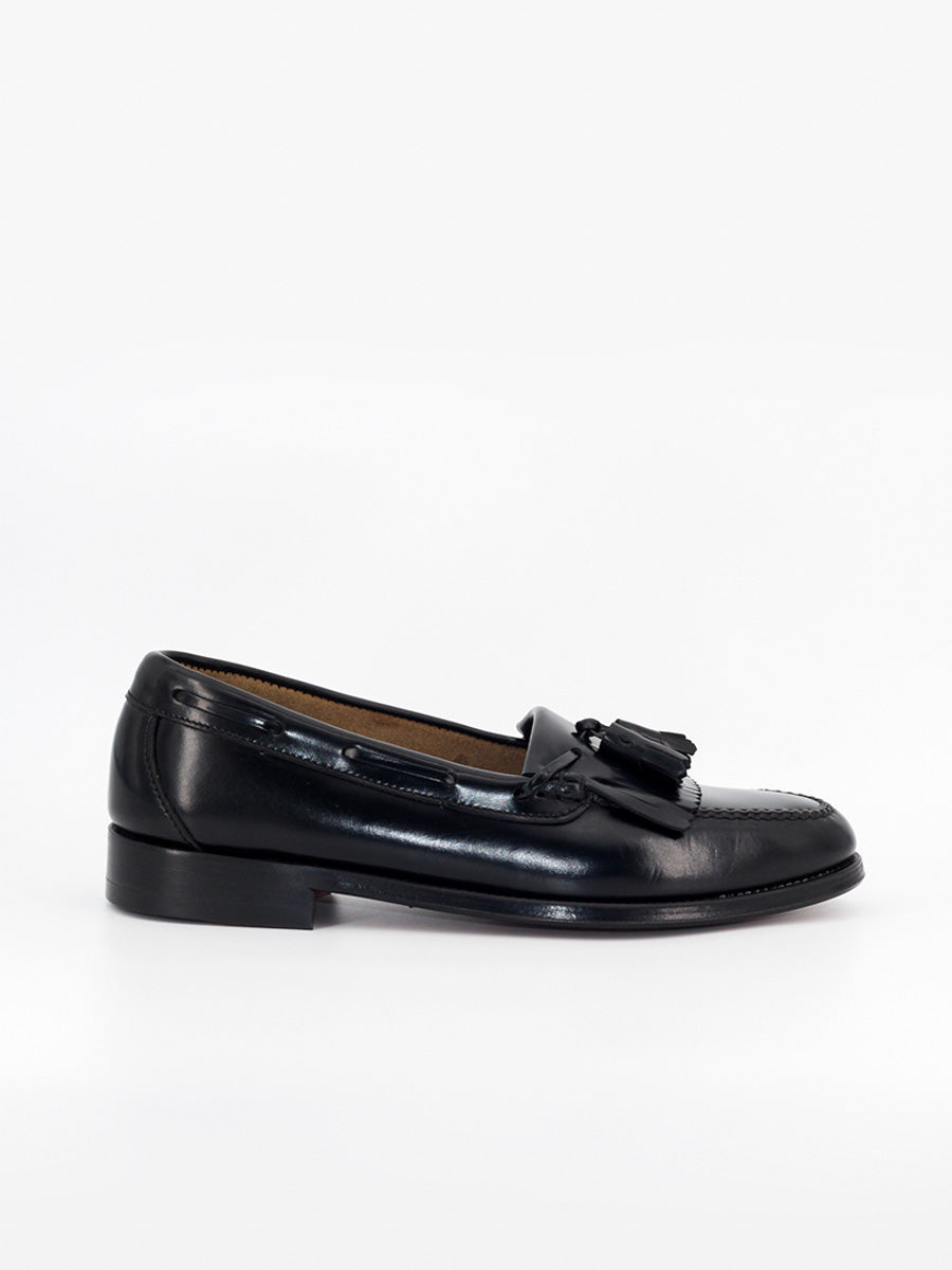 Men's loafers 5545 black leather with fringes and tassels