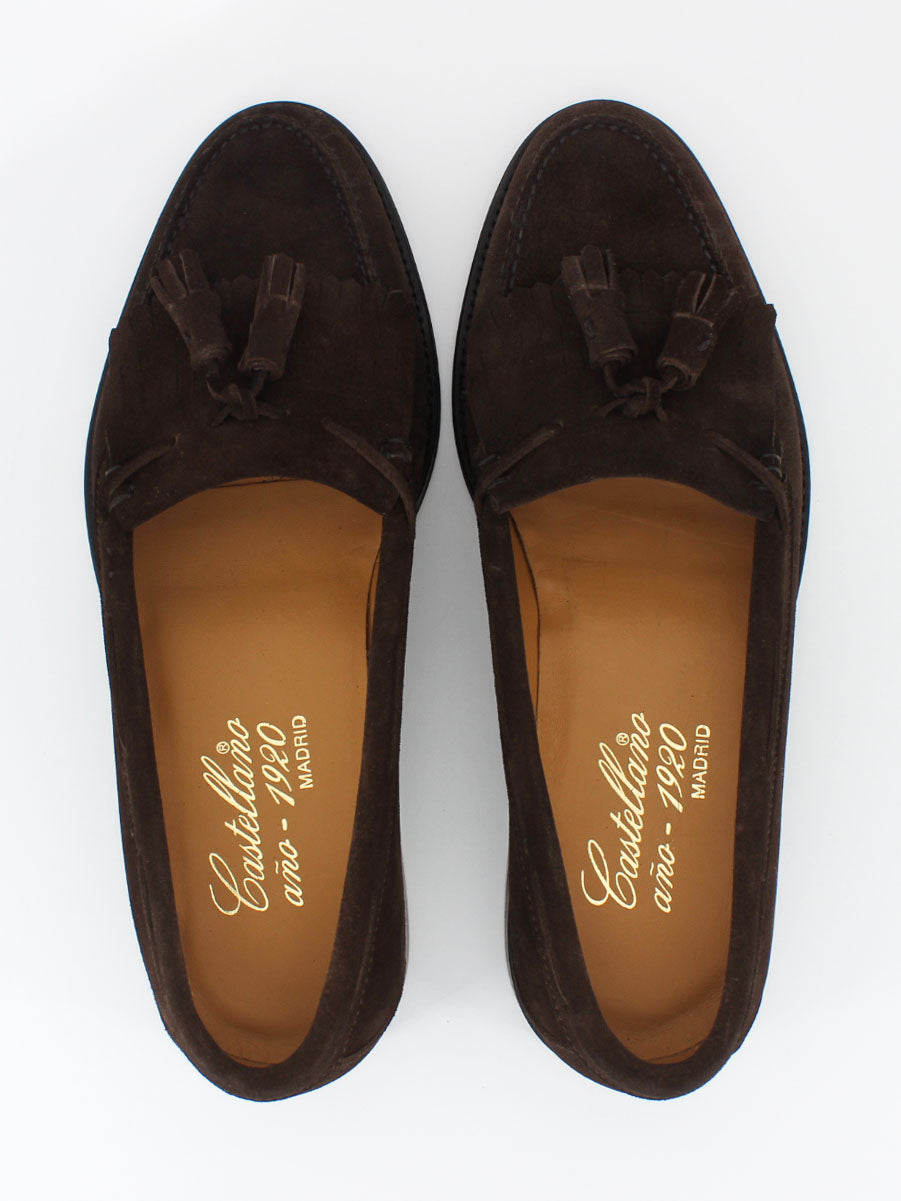 Mocasines de hombre  5545 piel flecos y borlas piel ante color marron